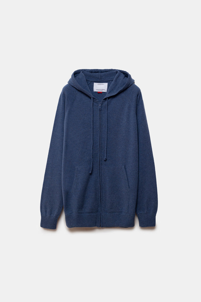 Rigel Knit Cashmere Zip Hoodie Blue