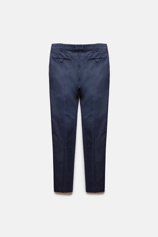Traccio Lyocell-Cotton Trousers Navy