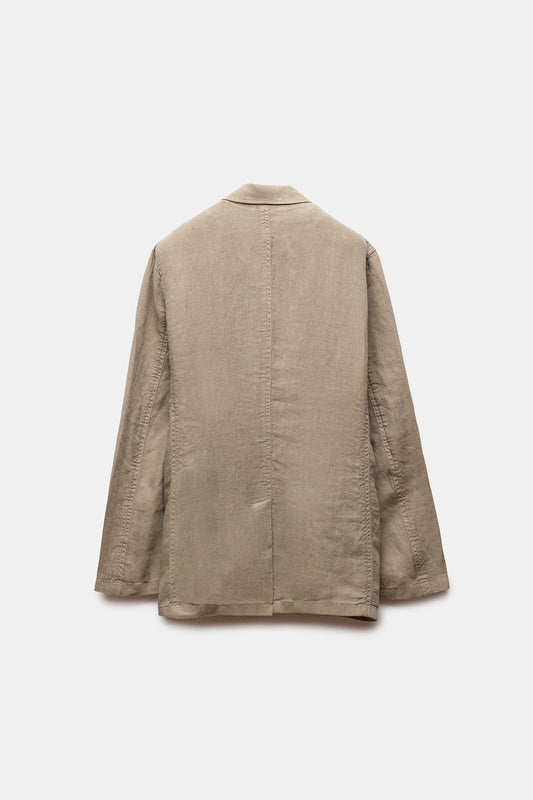 Zafer Linen Blazer Olive Green