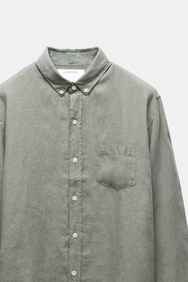 Deguay Linen Shirt Army Green
