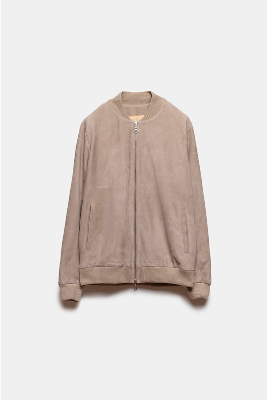 Keisuke Leather Bomber Jacket Natural