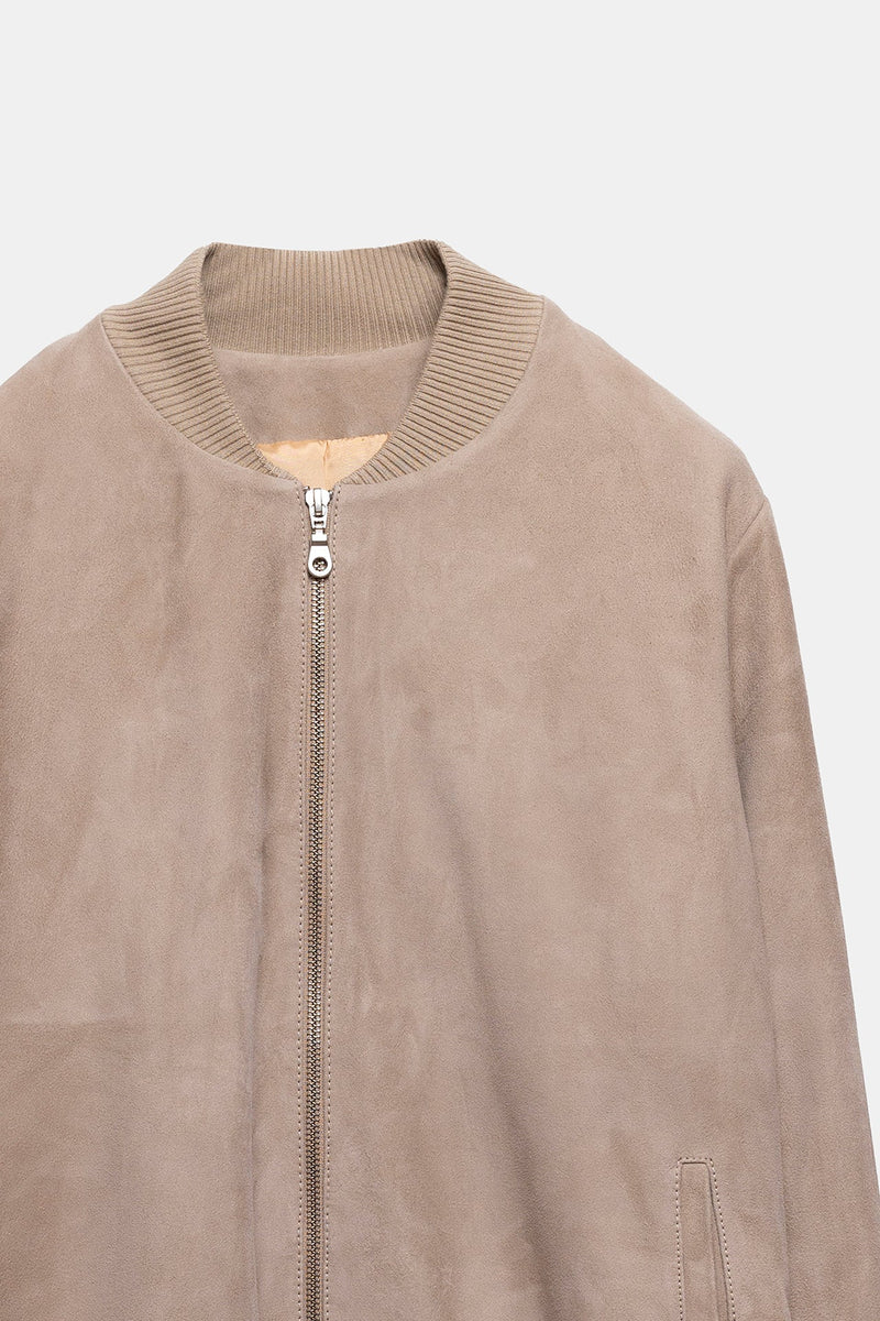 Keisuke Leather Bomber Jacket Natural