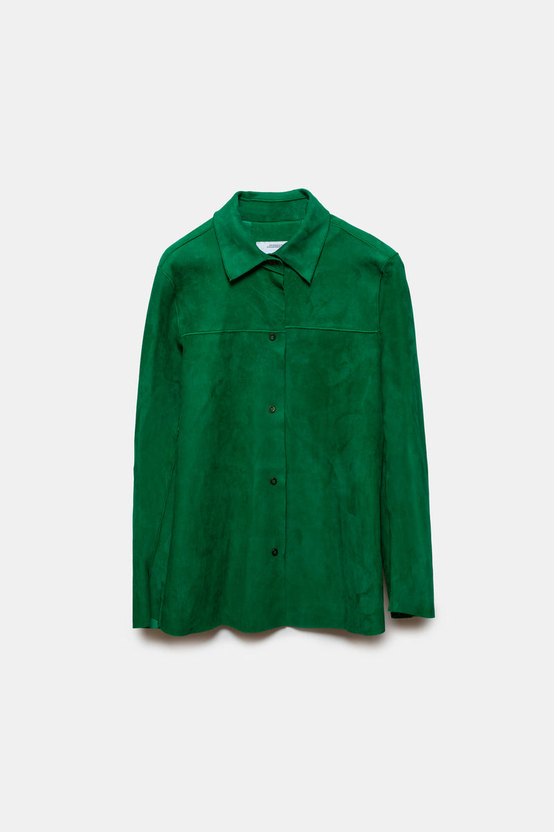 Randa Leather Overshirt Green
