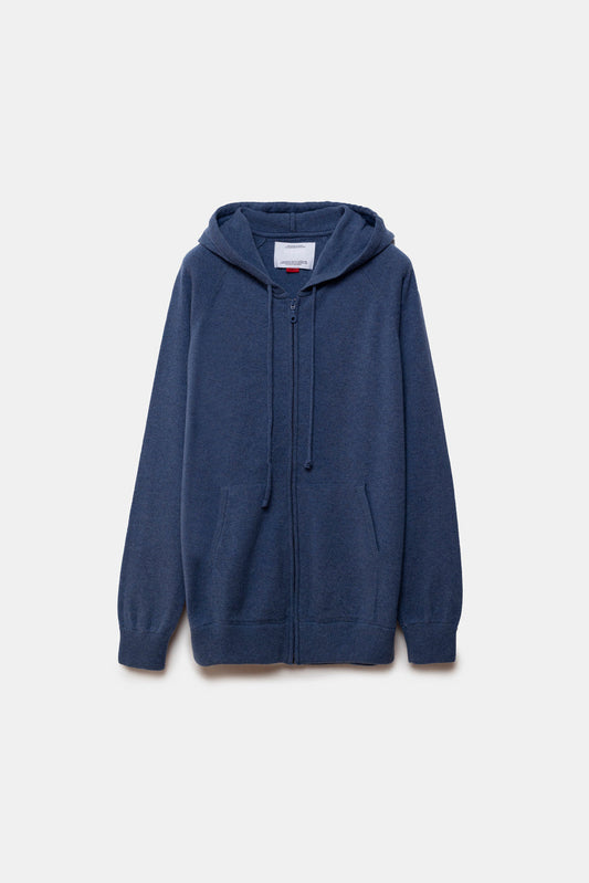 Rigel Knit Cashmere Zip Hoodie Blue
