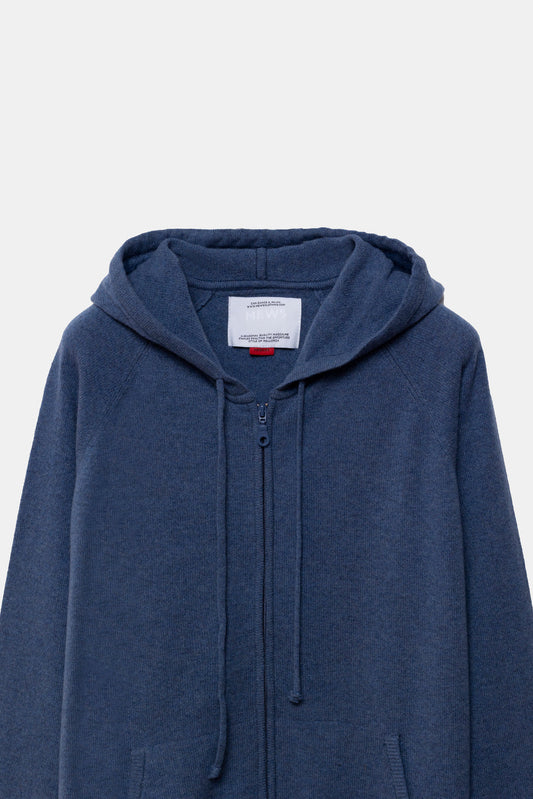 Rigel Knit Cashmere Zip Hoodie Blue