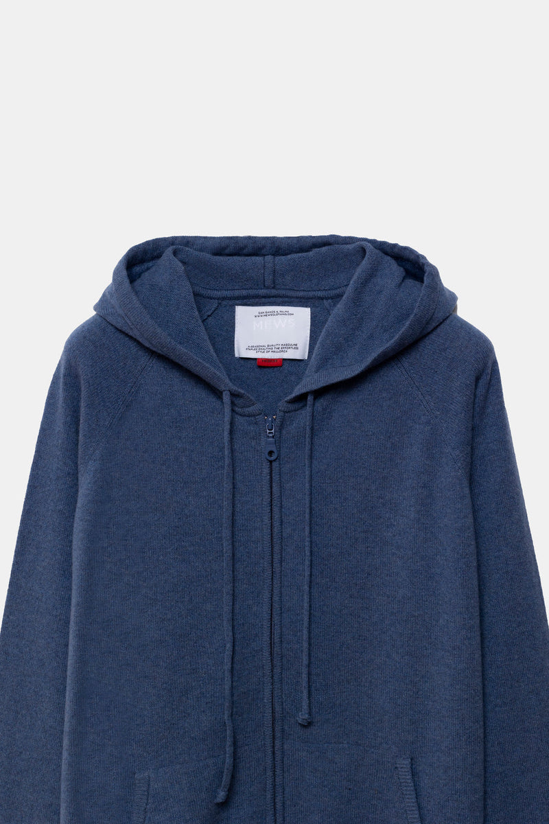 Rigel Knit Cashmere Zip Hoodie Blue