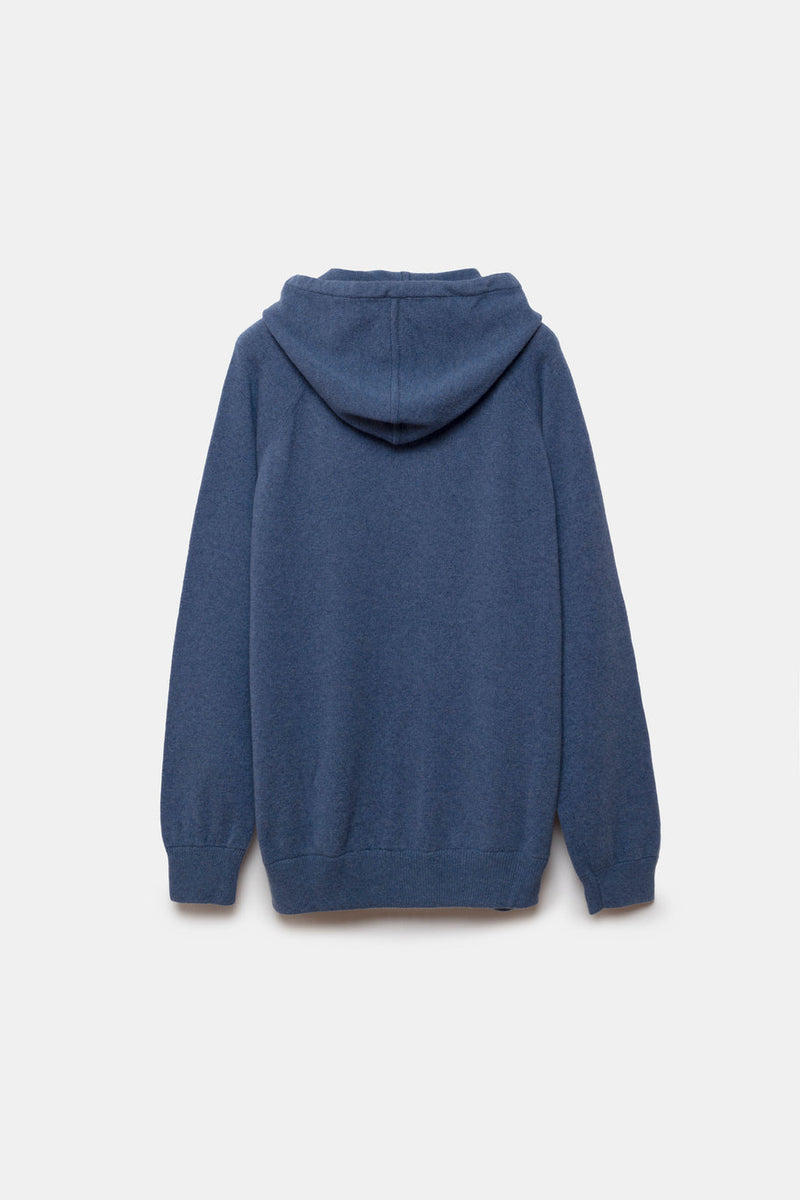 Rigel Knit Cashmere Zip Hoodie Blue