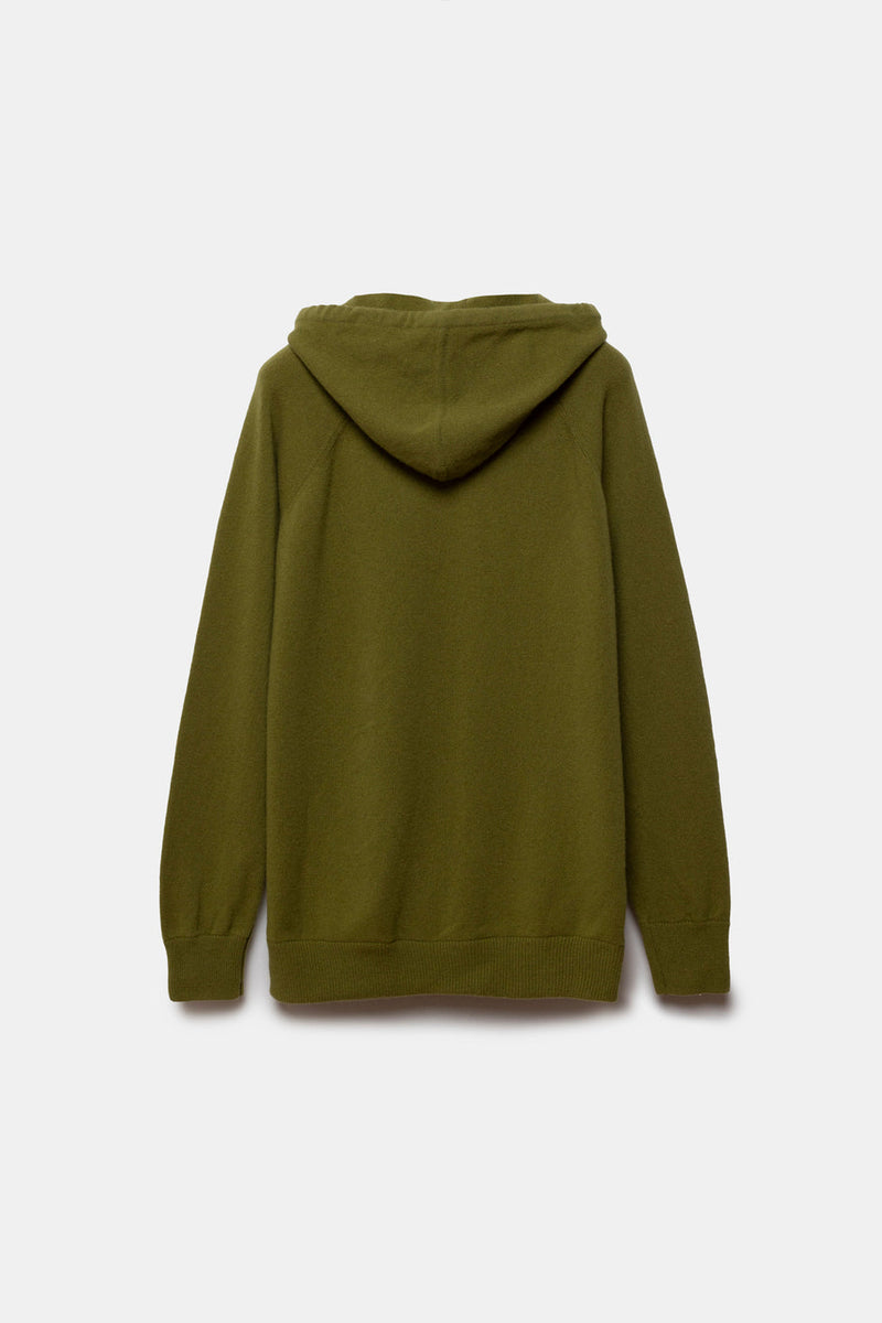 Rigel Knit Cashmere Zip Hoodie Olive Green