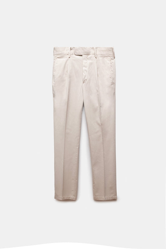 Traccio Lyocell-Cotton Trousers Beige