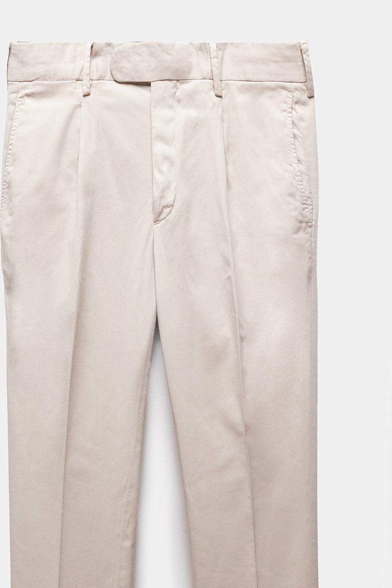 Traccio Lyocell-Cotton Trousers Beige