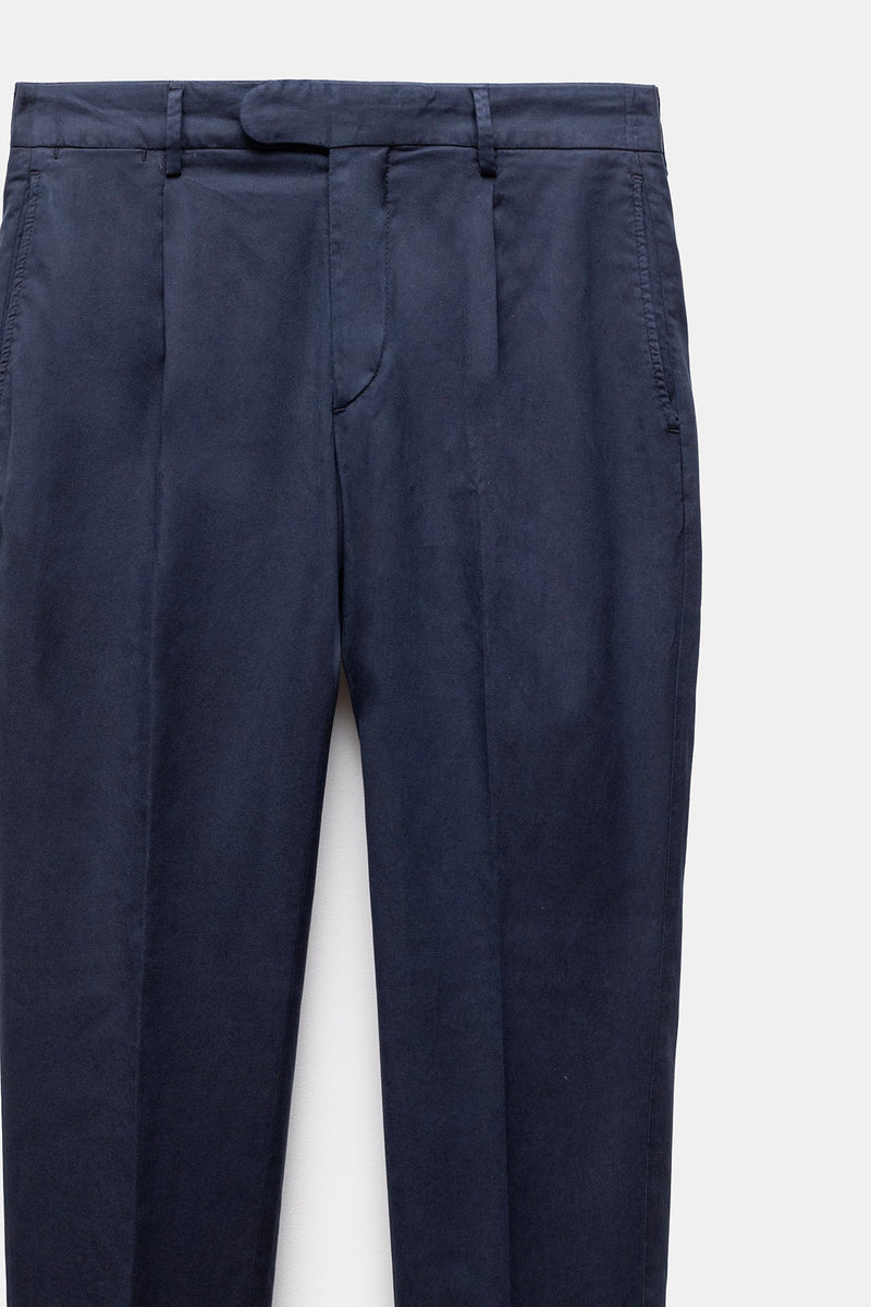 Traccio Lyocell-Cotton Trousers Navy