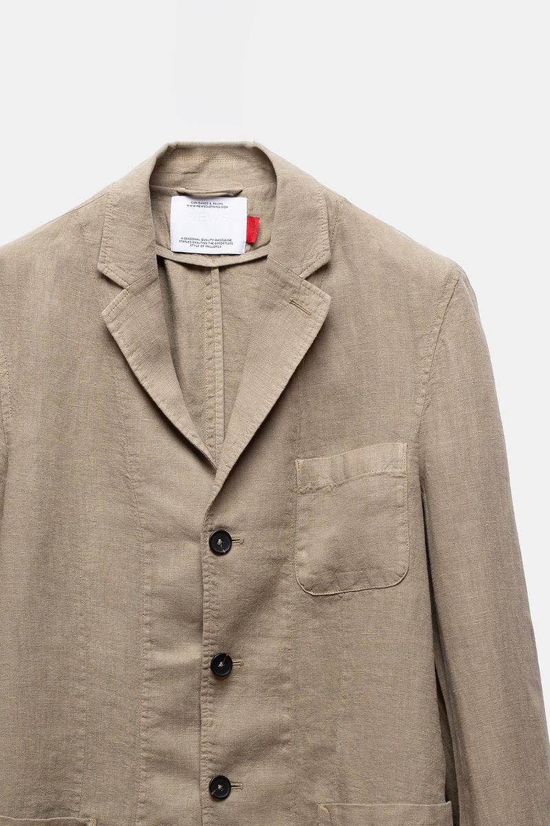 Zafer Linen Blazer Olive Green